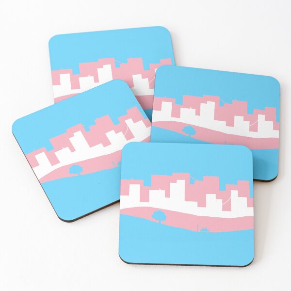 Item preview, Transgender Pride Flag Cityscape designed and sold by LavaRabbit.