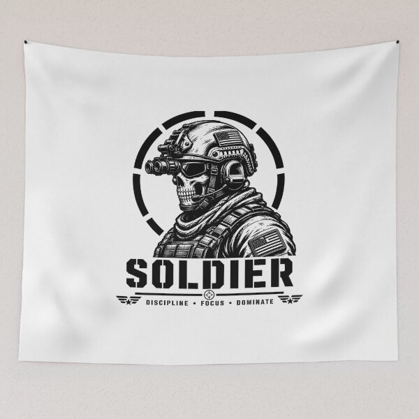 Item preview, Soldier Skull | Discipline Focus Dominate | Tactical Military Shirt designed and sold by Bizon2910.