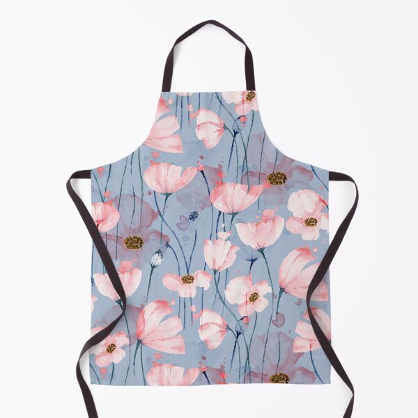 Item preview, Pink Poppies on Blue Pattern designed and sold by TeeGeeTees.