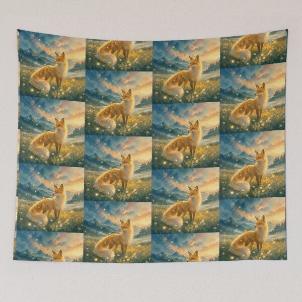 Item preview, Golden Fox Spirit – Enchanted Mountain Nature Fantasy Art Design designed and sold by DervoTeck2767.