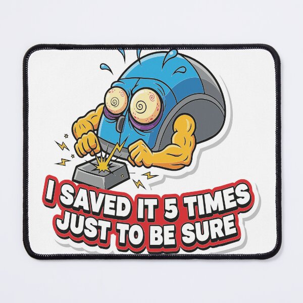 Item preview, "I Saved It 5 Times Just To Be Sure" Funny Software Engineer Graphic - Paranoid Designer Art - Tech Burnout Humor designed and sold by BestChoiceService.