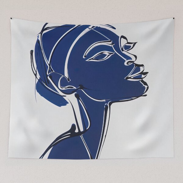 Item preview, Congolese woman - Blue Abstract Art designed and sold by shadow-bloom.