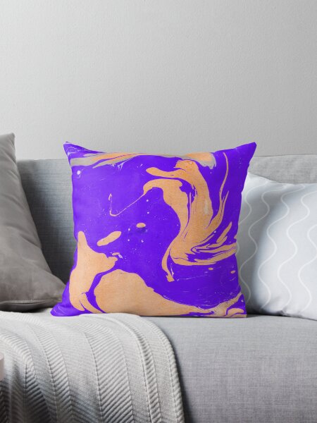 Item preview, SHOCKING PURPLE AND YELLOW CREAM MARBLING PAINT DESIGN designed and sold by ozcushionstoo.