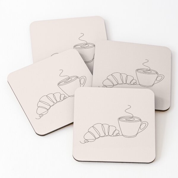 Item preview, Croissant & Coffee Line Art Design for Coffee and Caffeine Enthusiasts, Cozy Cafe Decor designed and sold by SpringTeaDesigns.
