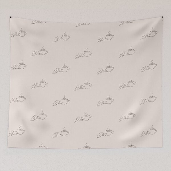 Item preview, Croissant & Coffee Line Art Design for Coffee and Caffeine Enthusiasts, Cozy Cafe Decor designed and sold by SpringTeaDesigns.