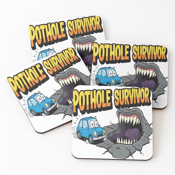 Item preview, "Pothole Survivor" Funny Car Graphic - Bad Road Humor - Dramatic Driving Meme Art designed and sold by BestChoiceService.