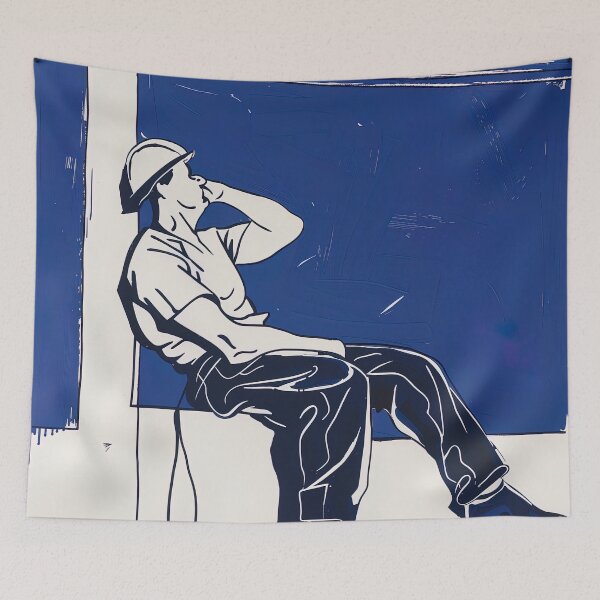 Item preview, Construction worker  - Blue Abstract Art designed and sold by shadow-bloom.