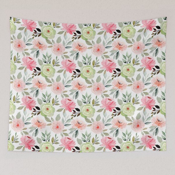 Item preview, Soft Pink and Green Floral Pattern designed and sold by TeeGeeTees.