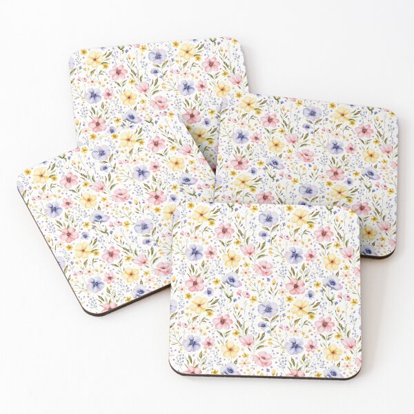 Item preview, Soft Pink Yellow Blue Floral Pattern designed and sold by TeeGeeTees.