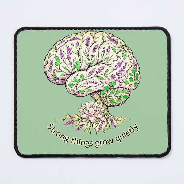 Item preview, Strong Things Grow Quietly – Botanical Brain with Lotus | Mindfulness Line Art designed and sold by Andreza NativeHue Oficial.