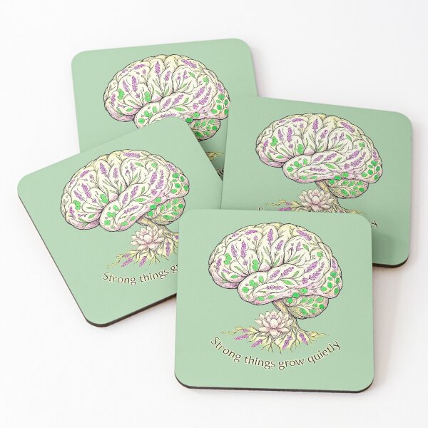 Item preview, Strong Things Grow Quietly – Botanical Brain with Lotus | Mindfulness Line Art designed and sold by Andreza NativeHue Oficial.