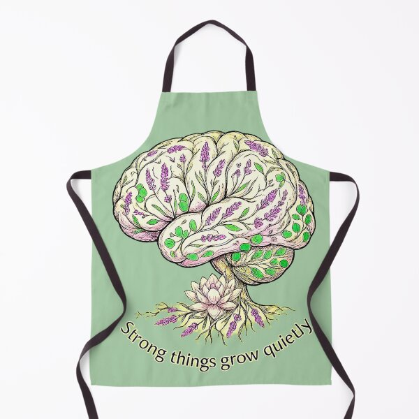 Item preview, Strong Things Grow Quietly – Botanical Brain with Lotus | Mindfulness Line Art designed and sold by Andreza NativeHue Oficial.