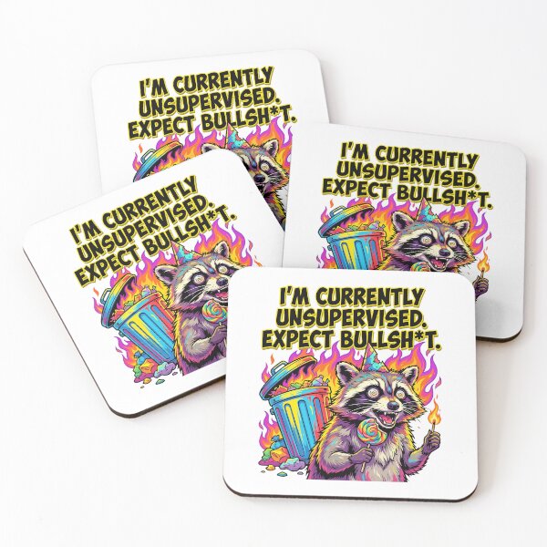 Item preview, funny inappropriate Unsupervised Raccoon Funny Adult Humor Cartoon designed and sold by Uglyandcute.
