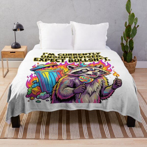 Item preview, funny inappropriate Unsupervised Raccoon Funny Adult Humor Cartoon designed and sold by Uglyandcute.