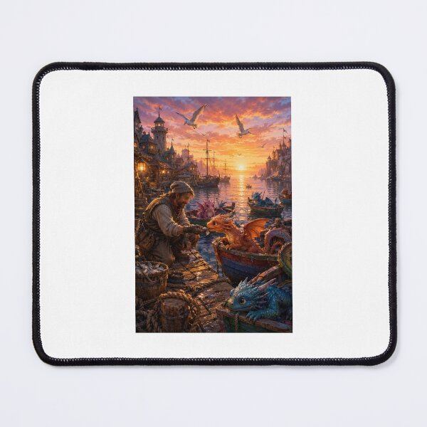 Item preview, Harbor of Tiny Dragon Boats Whimsical Fantasy Seascape designed and sold by TaiwoDesigns.