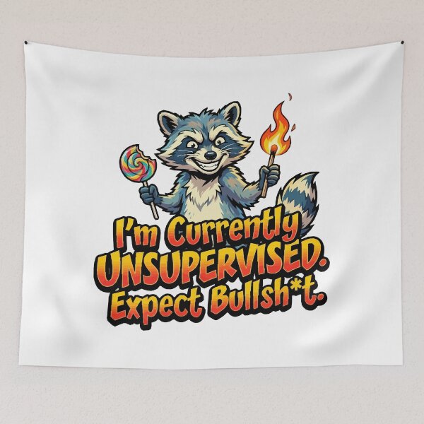 Item preview, funny inappropriate Unsupervised Raccoon Funny Adult Humor Cartoon designed and sold by Uglyandcute.