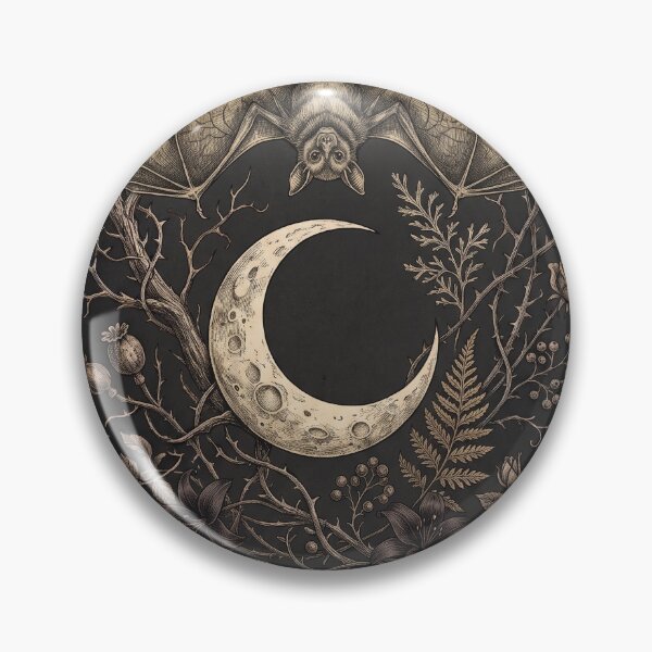 Item preview, Bat and Crescent Moon designed and sold by Nocturnbotanica.