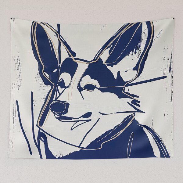 Item preview, Corgi - Blue Abstract Art designed and sold by shadow-bloom.