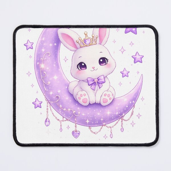 Item preview, Cute Bunny Princess on Crescent Moon | Kawaii Purple Moon Rabbit | Magical Celestial Art designed and sold by Moonlight Studio.