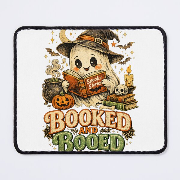 Item preview, Booked and Booed Halloween Ghost | Cute Witch Ghost Reading Book | Spooky Book Lover Halloween Design designed and sold by MerryHillStudio.