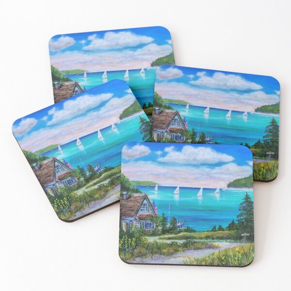 Item preview, Summer Breeze ~ Sailboats Sailing on turquoise lake waters small boat rental gift shop ship store marina  designed and sold by Lori Richardson.