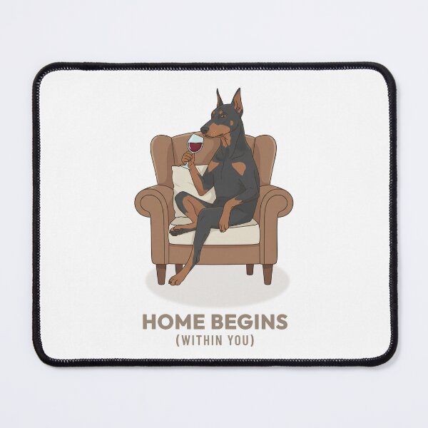 Item preview, Doberman drinking red wine retro illustration designed and sold by Cozy Vintage Animal.