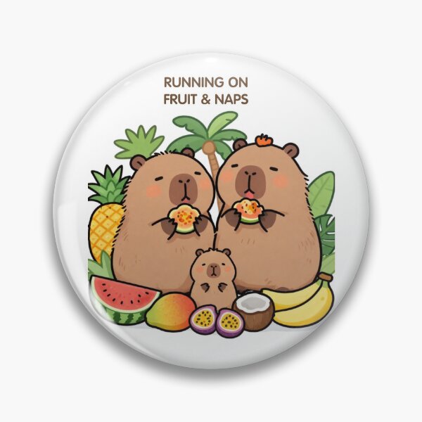 Item preview, Running on Fruit & Naps | Tropical Capybara Family Watercolor designed and sold by BCapybara.