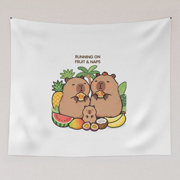Item preview, Running on Fruit & Naps | Tropical Capybara Family Watercolor designed and sold by BCapybara.