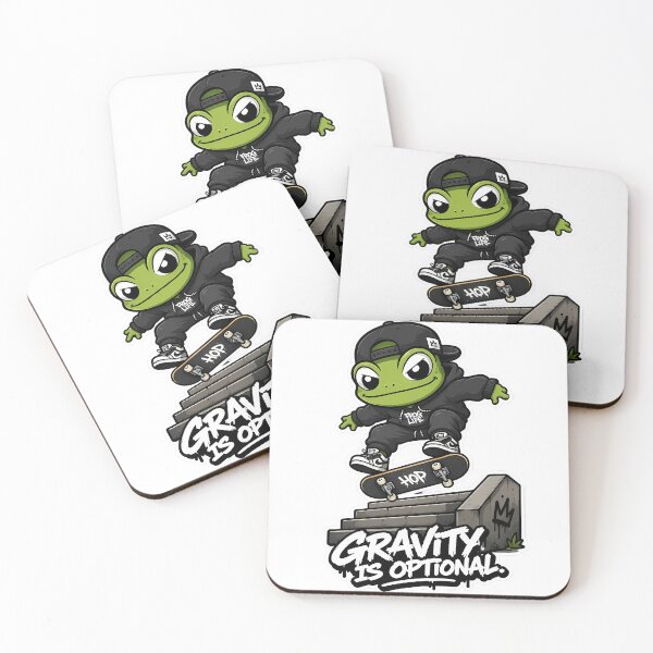 Item preview, Gravity Is Optional Frog – Kickflip Skate Cartoon Mascot Sticker designed and sold by Aesthicer.