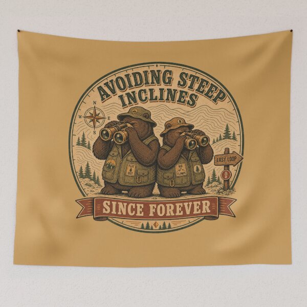 Item preview, Avoiding Steep Inclines Since Forever Funny Bear Hiking  designed and sold by freshwear design.