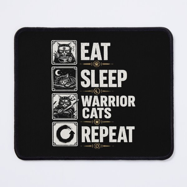 Item preview, funny Cat Lover Eat Sleep Warrior Cat Repeat designed and sold by Kladhadredo.