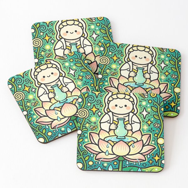 Item preview, Kawaii Lotus Meditation Girl Spiritual Garden Zen Nature Illustration designed and sold by Mystic & Celestial Art.