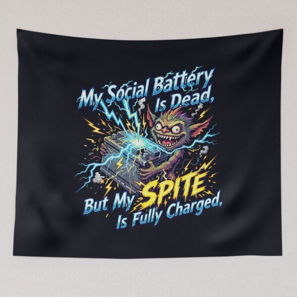Item preview, funny inappropriate Social Battery Dead Spite Fully Charged Funny Introvert Monster designed and sold by Uglyandcute.