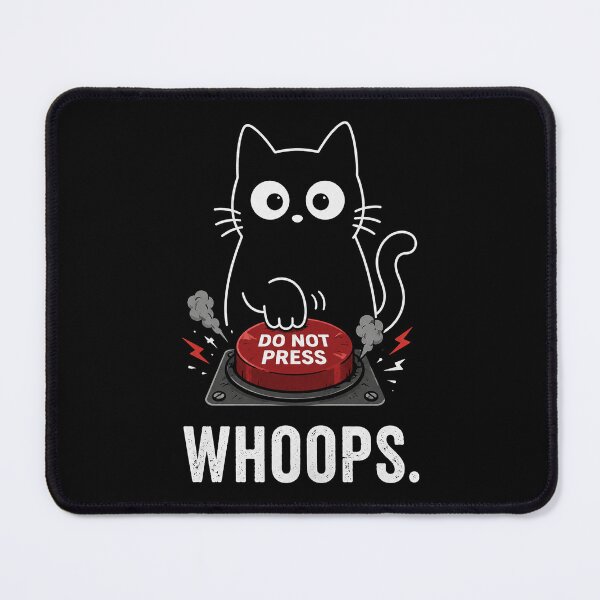 Item preview, Funny Black Cat Pressed the Button WHOOPS Cat designed and sold by Kladhadredo.