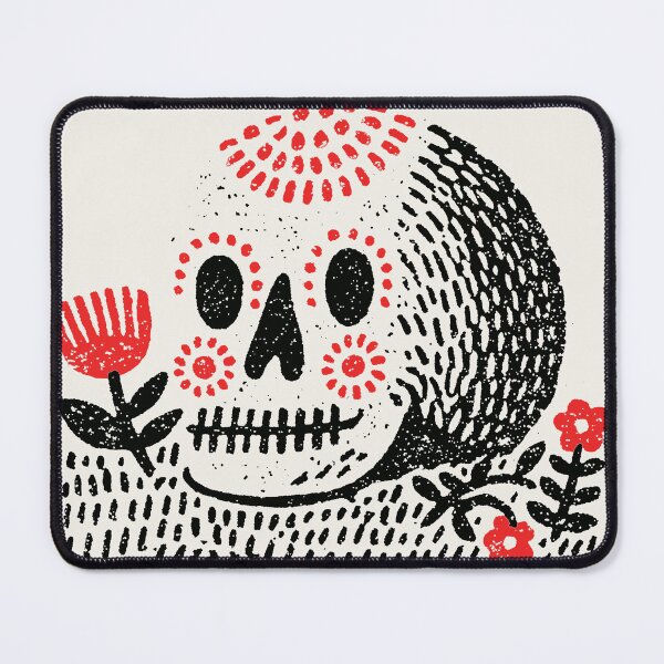 Item preview, Scandinavian Folk Skull Floral Linocut Art designed and sold by Bizu digitalart..