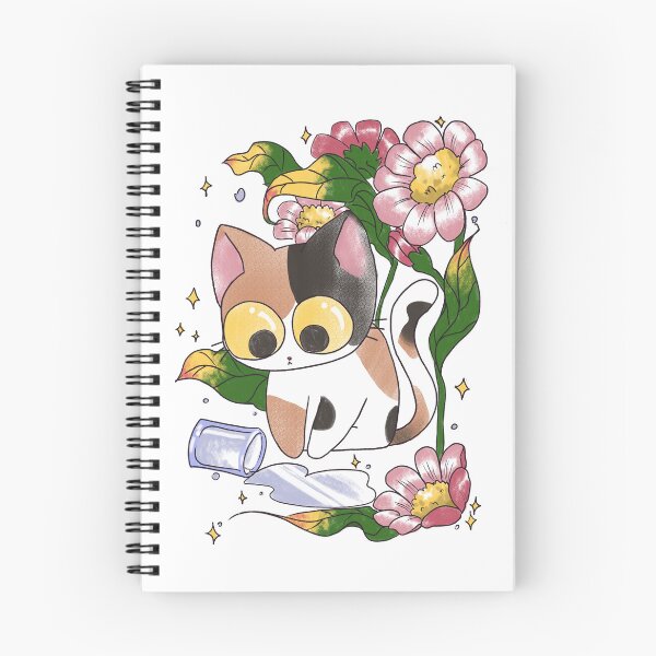 Item preview, Naughty Cat Spilling Drink Colorful Floral Hand Drawn designed and sold by Lennapetersen.