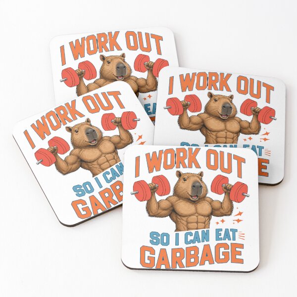 Item preview, I Work Out So I Can Eat Garbage Funny Capybara Gym Weightlifting designed and sold by Digistore1221.