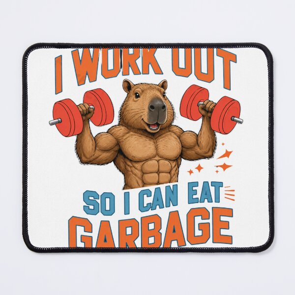 Item preview, I Work Out So I Can Eat Garbage Funny Capybara Gym Weightlifting designed and sold by Digistore1221.