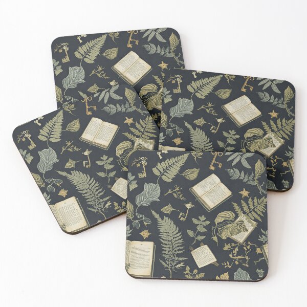 Item preview, Dark Academia Herbarium — Vintage Botanical Books & Antique Keys Pattern designed and sold by Lily-and-Lyle.