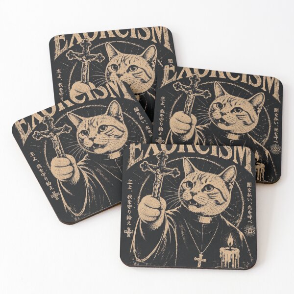 Item preview, Dark Cat Clergy Exorcism Illustration Gothic Occult Aesthetic designed and sold by Mystic & Celestial Art.