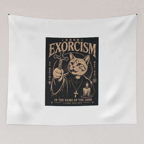 Item preview, Dark Cat Clergy Exorcism Illustration Gothic Occult Aesthetic designed and sold by Mystic & Celestial Art.