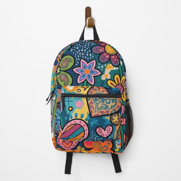 Item preview, Groovy Retro Flower Power & Hearts Psychedelic Floral Doodle Pattern designed and sold by Far Out Goods.