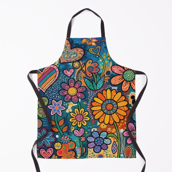 Item preview, Groovy Retro Flower Power & Hearts Psychedelic Floral Doodle Pattern designed and sold by Far Out Goods.