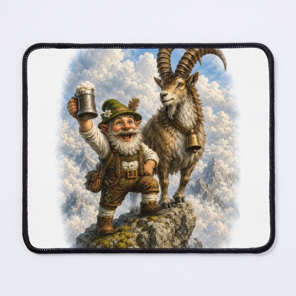 Item preview, King of the Peaks – Bavarian Gnome and Alpine Ibex designed and sold by Alpine-Ink.