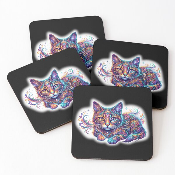 Item preview, Cosmic Psychedelic Neon Dream Cat designed and sold by CatstheticShop1.