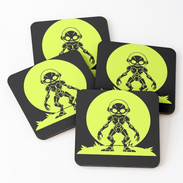 Item preview, Full Moon Robo-Alien Silhouette Neon Tee designed and sold by DredMuunStudios.