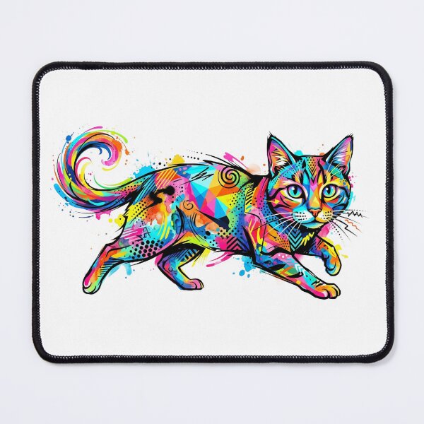 Item preview, Vibrant Cosmic Neon Abstract Cat designed and sold by CatstheticShop1.