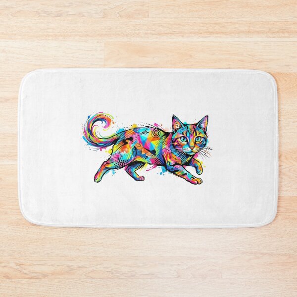 Item preview, Vibrant Cosmic Neon Abstract Cat designed and sold by CatstheticShop1.