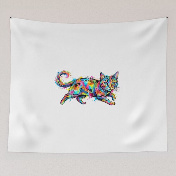 Item preview, Vibrant Cosmic Neon Abstract Cat designed and sold by CatstheticShop1.