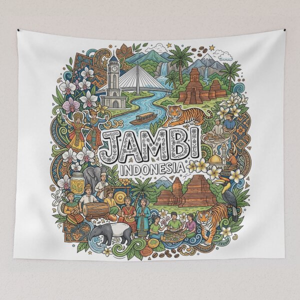 Item preview, Wonderful Jambi Indonesia Travel Souvenir Heritage Colorful Cultural Doodle designed and sold by arisukma11.